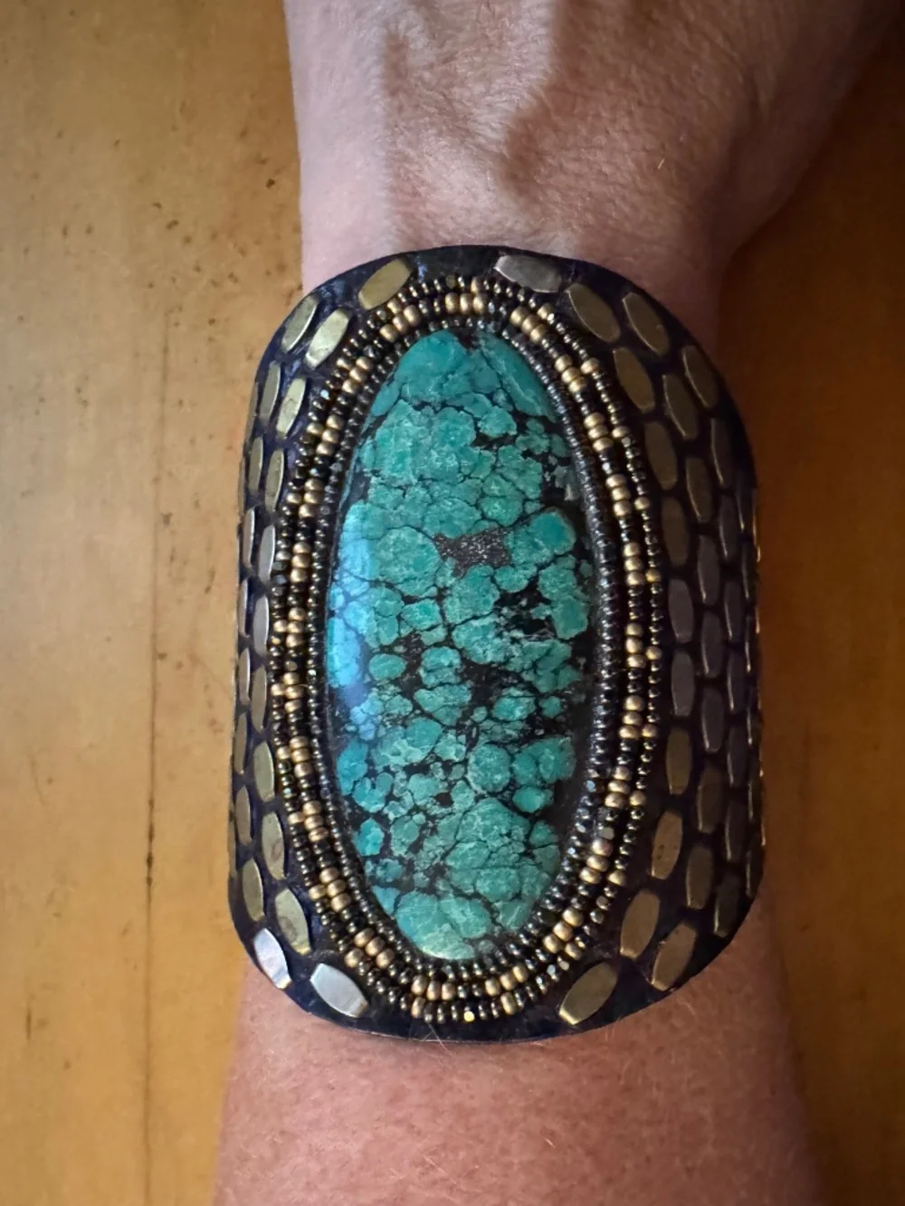 Calleen Cordero Leather Cuff with Turquoise